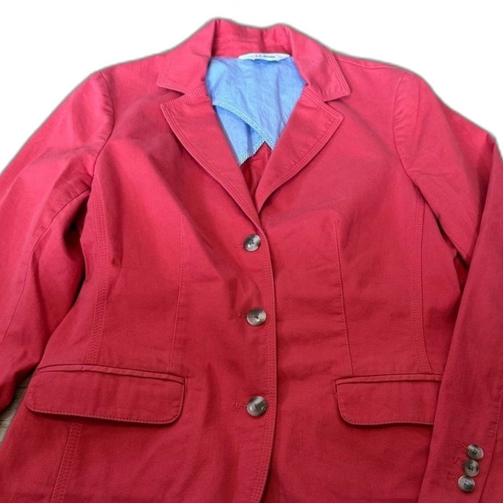 LL Bean Regular Pink Cotton‎ Spandex 3-Button Blazer Jacket Size: Medium (1254)